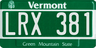 VT license plate LRX381