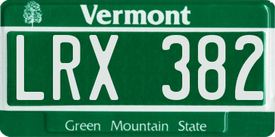 VT license plate LRX382