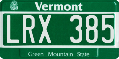 VT license plate LRX385