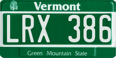 VT license plate LRX386