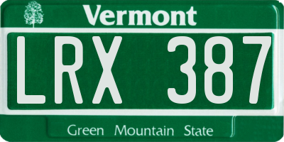 VT license plate LRX387