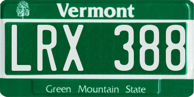 VT license plate LRX388