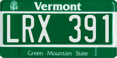 VT license plate LRX391