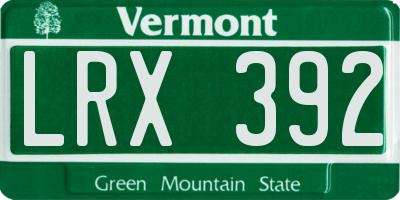VT license plate LRX392