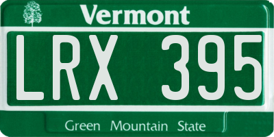 VT license plate LRX395