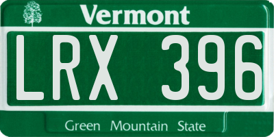 VT license plate LRX396