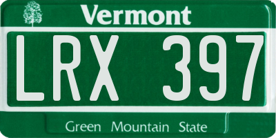 VT license plate LRX397