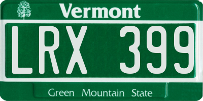 VT license plate LRX399