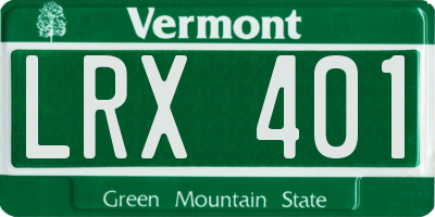 VT license plate LRX401