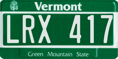 VT license plate LRX417