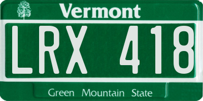 VT license plate LRX418