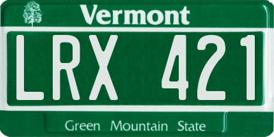 VT license plate LRX421