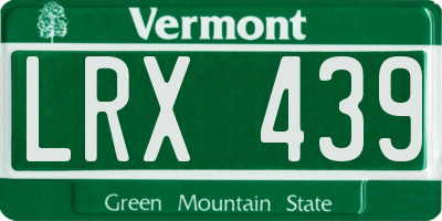 VT license plate LRX439