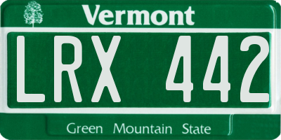 VT license plate LRX442