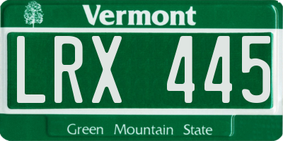 VT license plate LRX445
