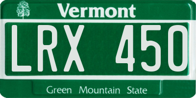 VT license plate LRX450