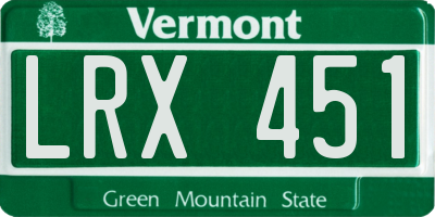 VT license plate LRX451