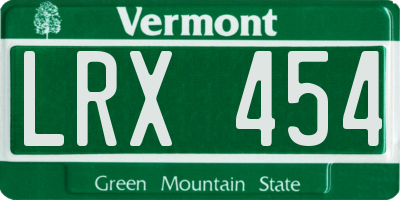 VT license plate LRX454