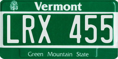 VT license plate LRX455