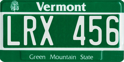 VT license plate LRX456