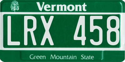 VT license plate LRX458