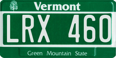 VT license plate LRX460