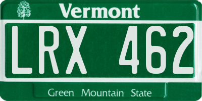 VT license plate LRX462