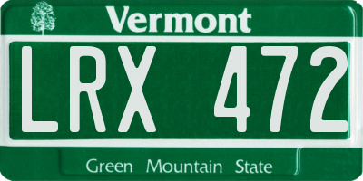 VT license plate LRX472