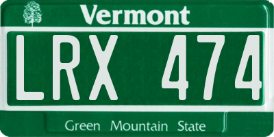 VT license plate LRX474