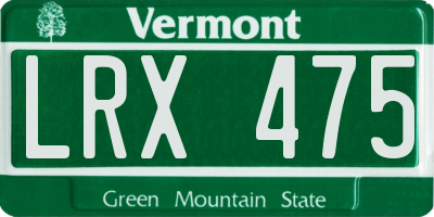 VT license plate LRX475