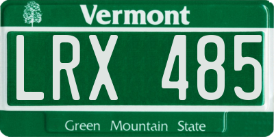 VT license plate LRX485