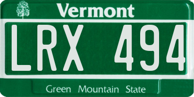 VT license plate LRX494