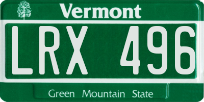 VT license plate LRX496