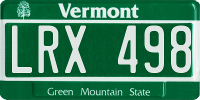 VT license plate LRX498