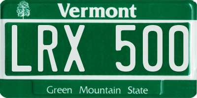 VT license plate LRX500