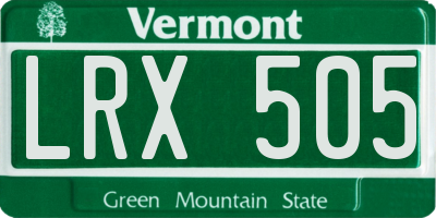 VT license plate LRX505