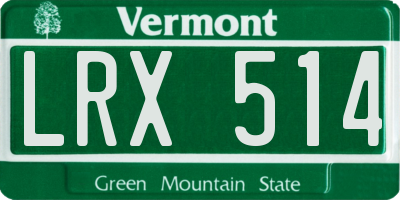 VT license plate LRX514