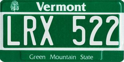 VT license plate LRX522