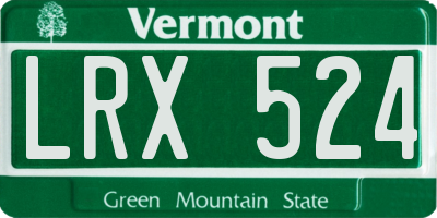 VT license plate LRX524