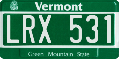 VT license plate LRX531