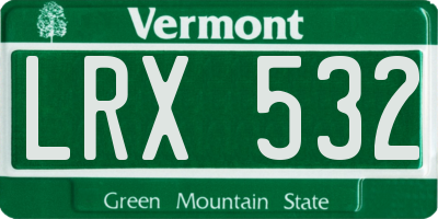 VT license plate LRX532