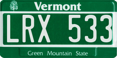 VT license plate LRX533