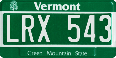 VT license plate LRX543