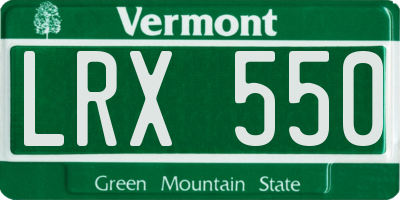 VT license plate LRX550