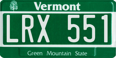 VT license plate LRX551