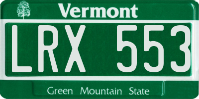 VT license plate LRX553