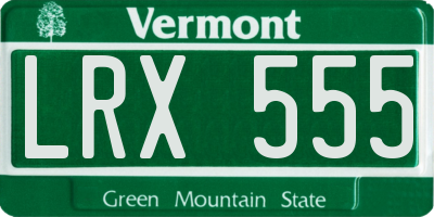 VT license plate LRX555