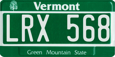 VT license plate LRX568