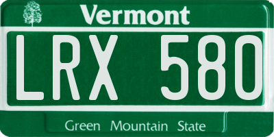 VT license plate LRX580
