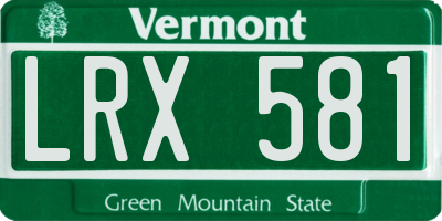 VT license plate LRX581